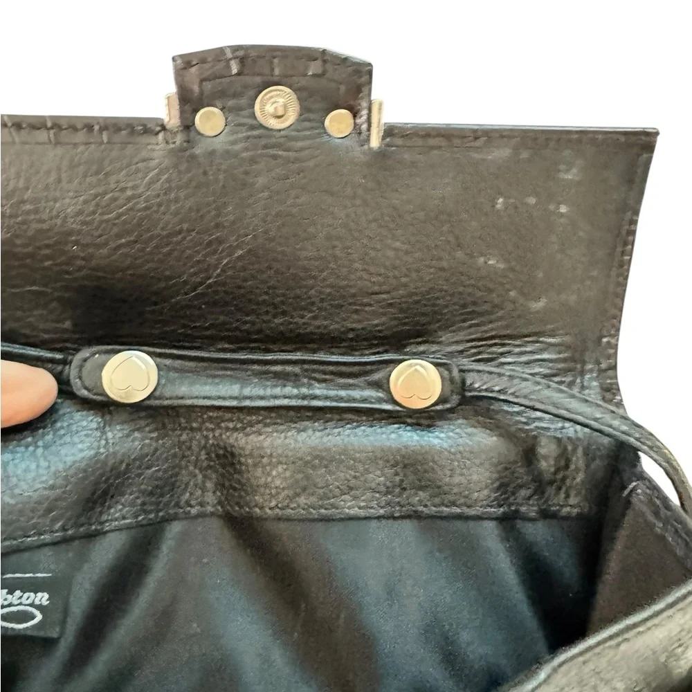 Brighton Black Leather Crossbody Bag Vintage Y2K Shoulder Mini Retro‎
